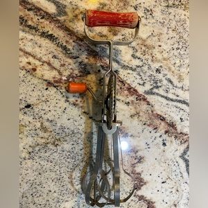 Vintage Another ANDROCK Product Egg Beater Hand Mixer Red Handle Kitchen Gadget